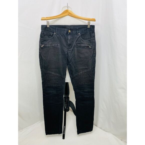 21 Men Men’s Biker Jean's Black Slim Straight Pocketed Size 32 X 32 - Picture 2 of 8